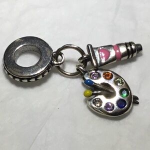 Colorful Artist Palette Paint Charm Pandora Style